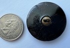 Antique Molded Black Glass Button  flower   Scrolls  1-1 4  a02