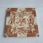 Antique Floral Ceramic Tile Brown Transfer Victorian Reclaimed C1890