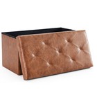 Foldable Ottoman Bench With Thicker Foam And Storage In Black brown