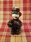 Redware French Poodle Figurine Black Begging Upright Made In Japan
