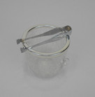 Vintage Mid Century Crackle Glass  Ice Bucket Silver Tone  Rim Ice Grabber