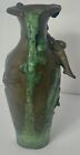 Antique Signed August Moreau Bronze Cherub And Dragonfly Vase