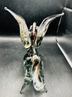 Murano Style Art Glass Pegasus Horse Brown   White Swirl  5    Tall    7    Long