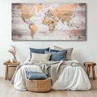 Large Wall Art Grey Map Of The World Painting Ready To Hang 29 x58 large Fram   
