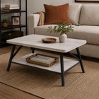 2-tier Coffee Table With Storage Side End Table Living Room Bedroom Rustic Shelf