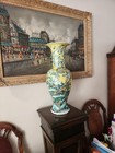 Monumental Pair Of Antique  Chinese Famille Jaune Vase Qing Dynasty Kangxi              