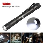 Mini Led Flashlight Clip White Light Penlight Pocket Portable Pen Torch Lamp Usa