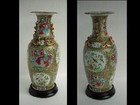 Huge  19th Century   Chinese  Canton Famille Verte Vase  Wonderful Colors 
