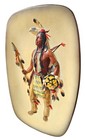 Vintage 1950s Native American Indian Ceramic Wall Plaque 3d Hand Painted Signed