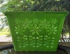Vintage Retro Green Laundry Basket Flower Power Fesco 60s 70s