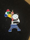 Vintage Paris Eiffel Tower Enamel Pin Panda Bear Balloons France Travel Souvenir