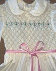 Vintage Polly Flinders Dress 6 Hand Smocked Floral Detail Long Sleeve