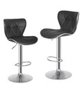 Set Of 4 Shell Back Bar Stools Adjustable Swivel Pu Leather Stool With Back