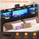 Aheaplus Full Size Bed Storage  Headboards Led Light  Power Outlets  Usb Ports