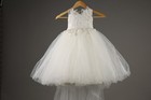 New White Lace   Tulle Flower Girl Dress W  Removable Tulle Train 3t-4t