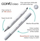 Copic Ciao Alcohol Markers 12 Basic Color Set - Dual Brush Tip Art Marker For