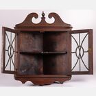 Antique Federal Mahogany Inlaid Wall Hanging Corner Cabinet Curio Cupboard
