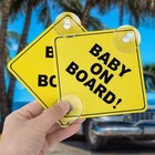 Baby On Board Signs With Double Suction Cups  2pcs 5 x5  Reusable Safety Car    