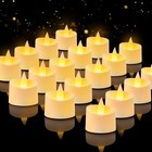 Flameless Tea Lights Set Of 24 Realistic Battery Operated 24 Pack Ivory Base