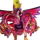 Three Headed Glass Dragon Figurine Pink Purple Gold Accents Blue Rhinestone Eyes