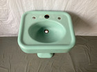 Antique 24  Cast Iron Jadeite Green Porcelain Pedestal Sink Vtg Standard 180-26e