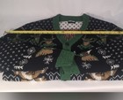 Mob  Gremlins Movie Button-up Sweater Black Green Snowflake Christmas Design
