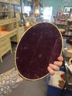 Gorg Vintage Velvet Back Ornate Floral Oval Mirrored Vanity Tray 