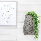 Wall Hanging Pocket Basket  Gray Woven Wicker Rustic Farmhouse Long 17 