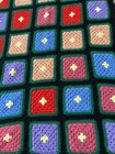 Handmade Crochet Granny Square Afghan Throw Blanket Dark Colors Black Purple Red