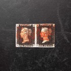 Queen Victoria Gb Penny Black Sg 1 Pl 8 Pair Used Red Mx F-f f-g 3 4 Marg  Vf