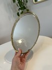 Vintage mcm  Oval Gold Mirrored Vanity Tray Classic Lines