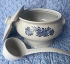 Pfaltzgraff Yorktown Blue Floral Design Smooth Tureen  Lid  Ladle 8   