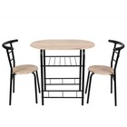 3 Piece Bistro Dining Set Table W  Storage   2 Chairs Indoor Metal Wood New