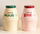 Binggrae Banana Strawberry Flavored Milk Ceramic Bowl Set Korea Limited Edition