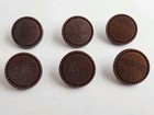 Vintage Lot Of 6 Chocolate Brown Textured Glass Buttons  yy 