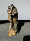 Antique Owl Turns Head Cast Iron Mechanical Bank Original J  E  Stevens Pat 1880