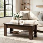 Modern 47 5  Wood Lift Top Coffee Table With Lower Shelf For Living Room  Espres