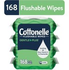 Cottonelle Gentleplus Flushable Wet Wipes  4 Flip-top Packs  168 Total Flushable