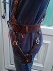 Officers Sam Browne Brass   Leather Belt With Holster   Shoulder Strap