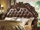 On Sale - Traditional Cherry Oak 5 Piece Faux Leather Queen King Bedroom Set Aa9