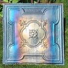 Iridescent Antique Victorian Ceiling Tin Tile Acanthus Flowers Quatrefoils Chic