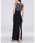 Jessica Howard Lace Pleat Chiffon Sheath Maxi Gown 14w Mother Bride Formal Dress