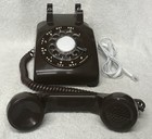 1960s Itt Model C d 500 Series Chocolate Brown Rotary Dial Table Top Telephone
