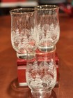 4 Festive 1980 Vintage Libbey Arby s Winter Wonderland Footed Glasses Gold Rim
