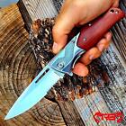 9    Tactical Spring Assisted Camping Wood Handle Open Folding Blade Pocket Knife