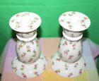  new Vintage  Set Of 2 White Floral Ceramic Taper Candle Holders 6 1 2  Tall