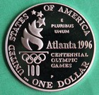 1996 P Olympic Tennis Proof Silver One Dollar Commemorative Us Mint Coin Only  1