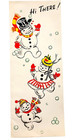Vintage Snowman Family Christmas Greeting Card Mom Dad Child Snowman Mid Century