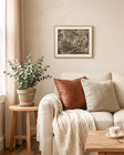 Huarcey Framed Vintage Landscape Canvas Wall Art  Neutral Brown Sketch Artwork R
