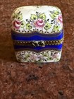 Vintage De La Reir Limoges Flower Trinket Box 2 Mini Perfume Bottles Blue